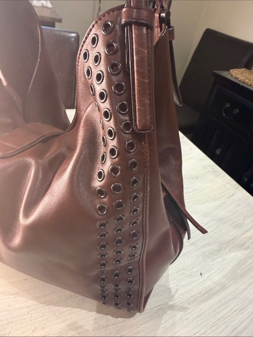 Coach Madison Large Studded Leather Hobo Brown - Picture 8 of 16